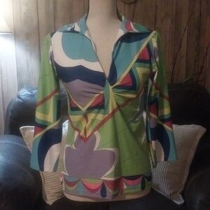 Michelle Parisou Blouse 3/4 Sleeve Women’s XSmall Top Made In USA